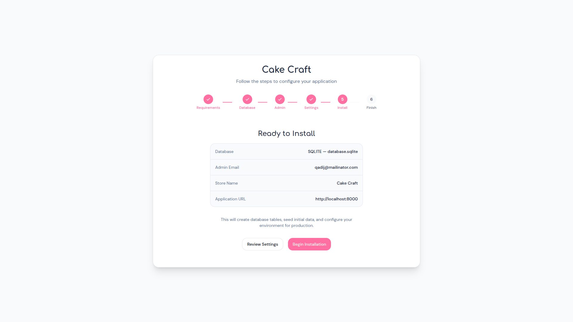 Installation Step 5 - Ready to Install